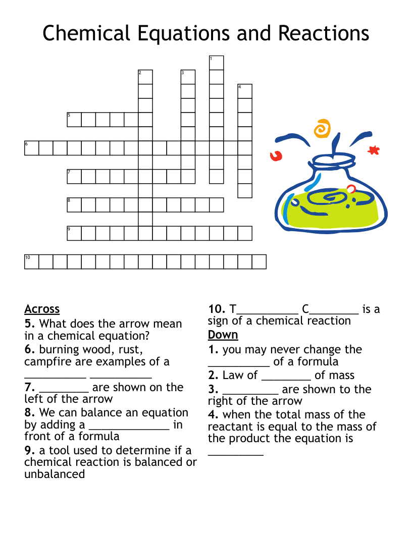 Chemical Equations and Reactions Crossword