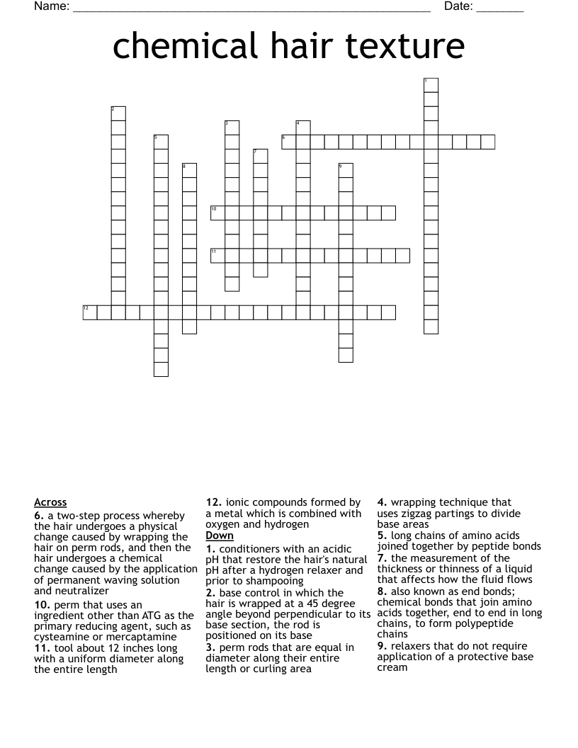 chemical hair texture Crossword