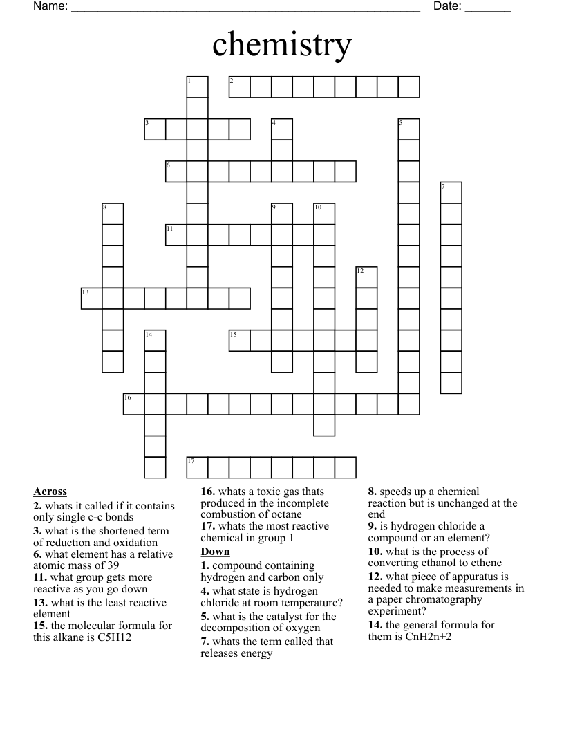 chemistry Crossword