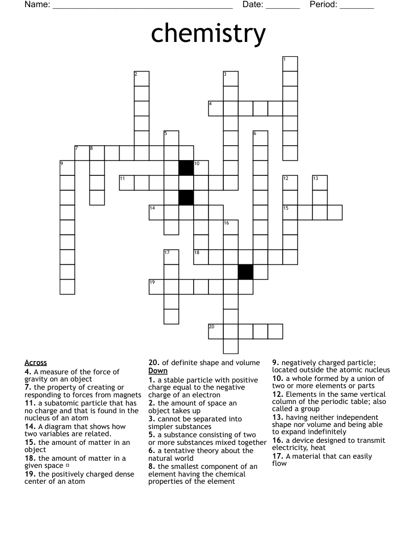 chemistry Crossword