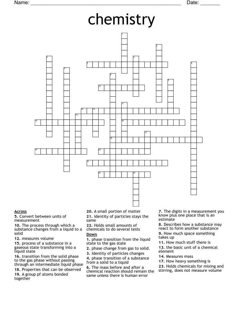 chemistry Crossword