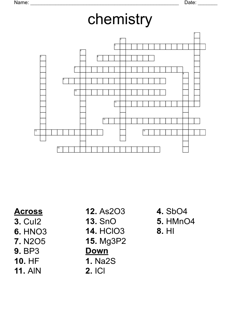 chemistry Crossword