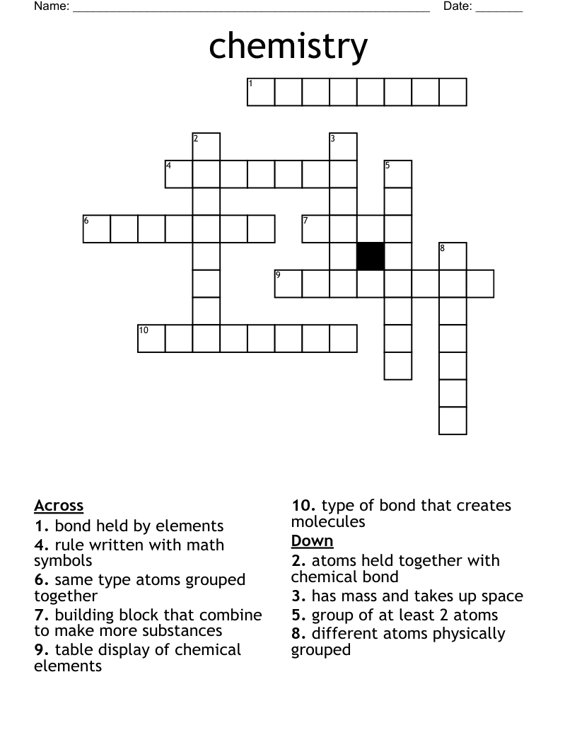 chemistry Crossword