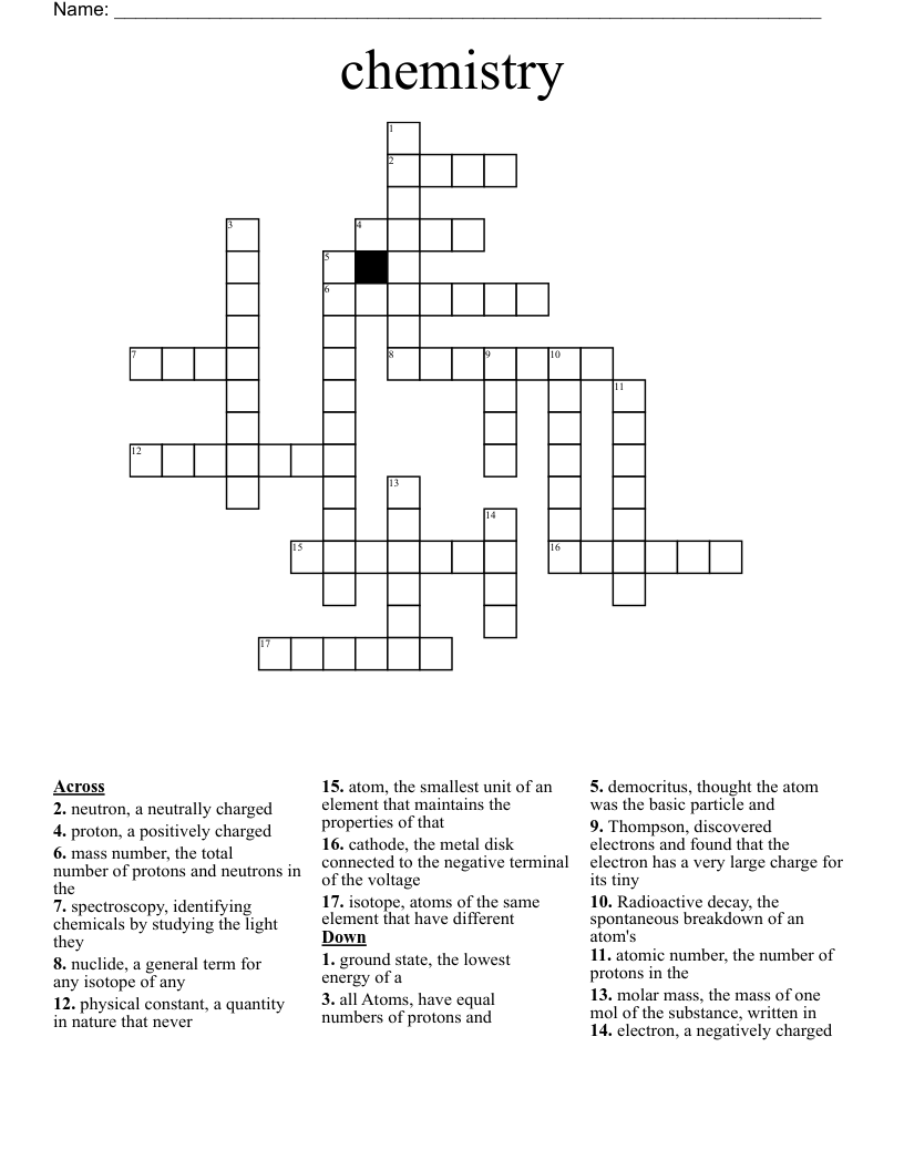 chemistry  Crossword