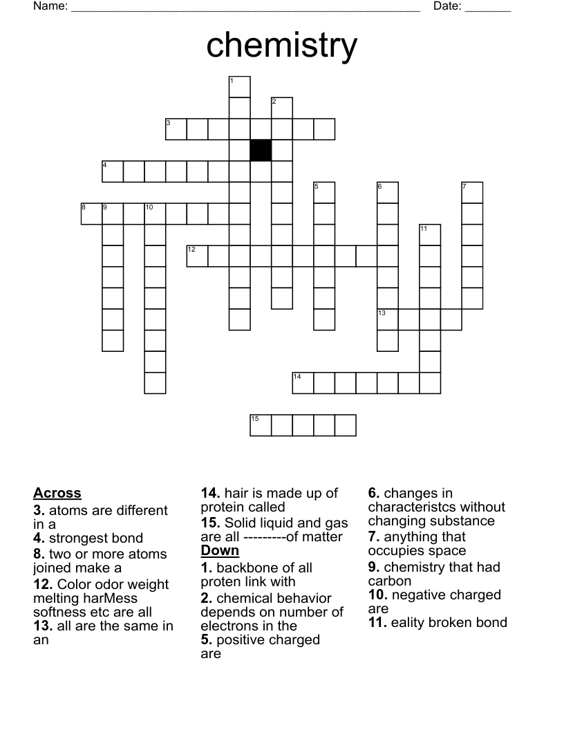 chemistry   Crossword