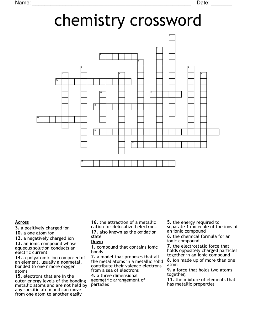 chemistry crossword