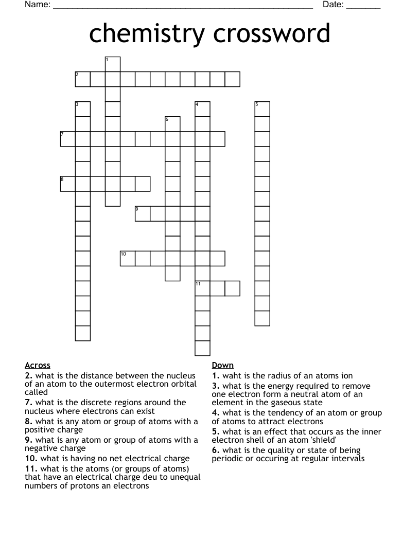 chemistry crossword  