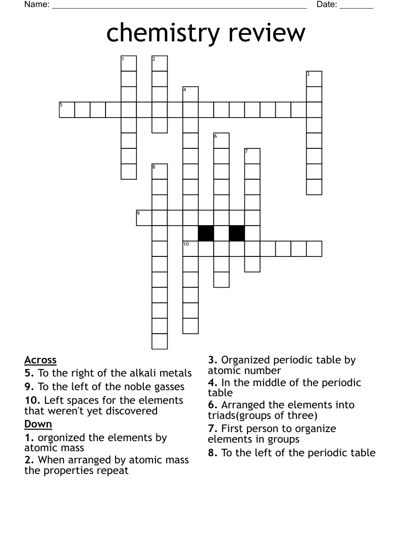 chemistry review  Crossword