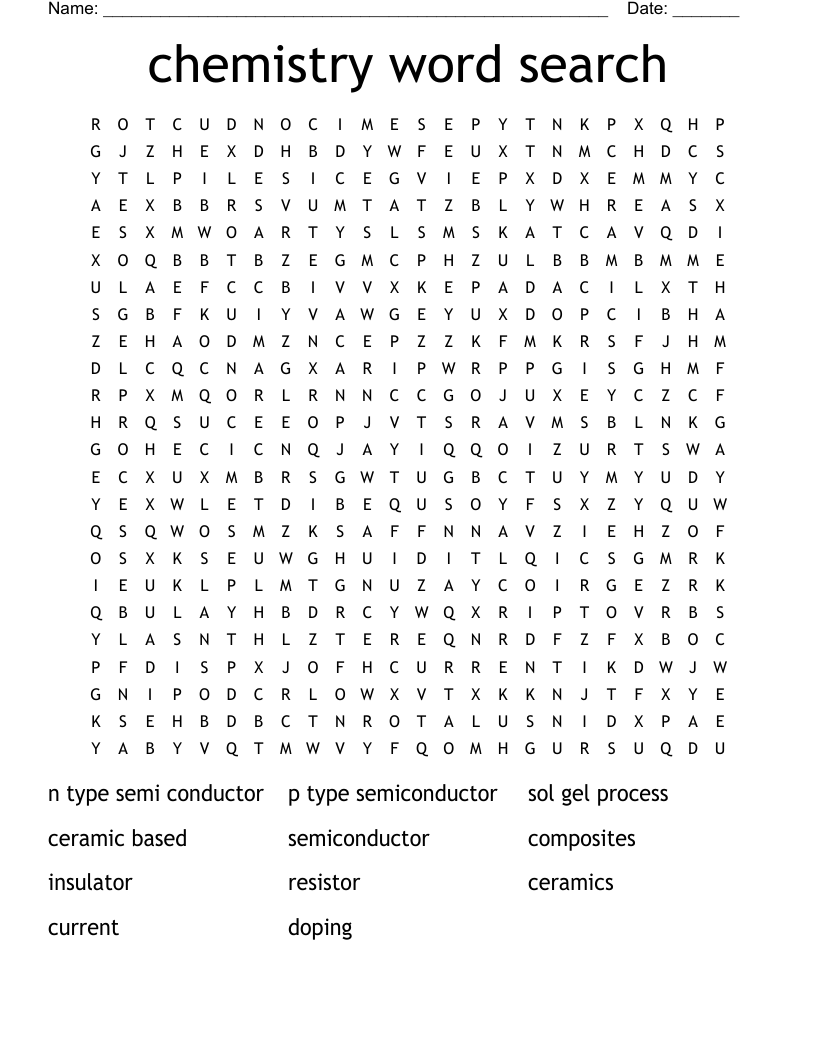 chemistry word search