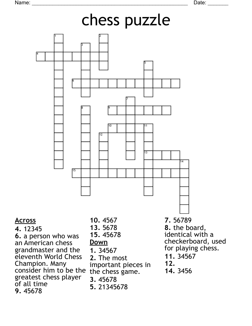 chess puzzle Crossword