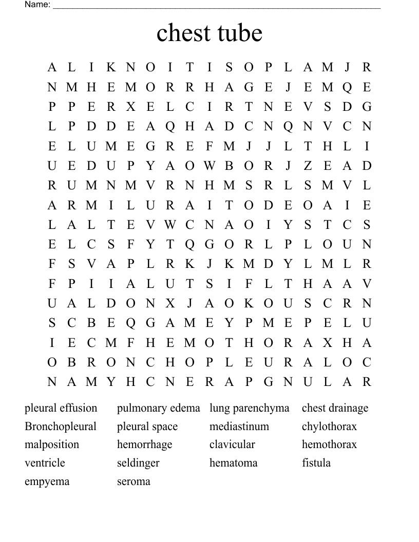 chest tube Word Search