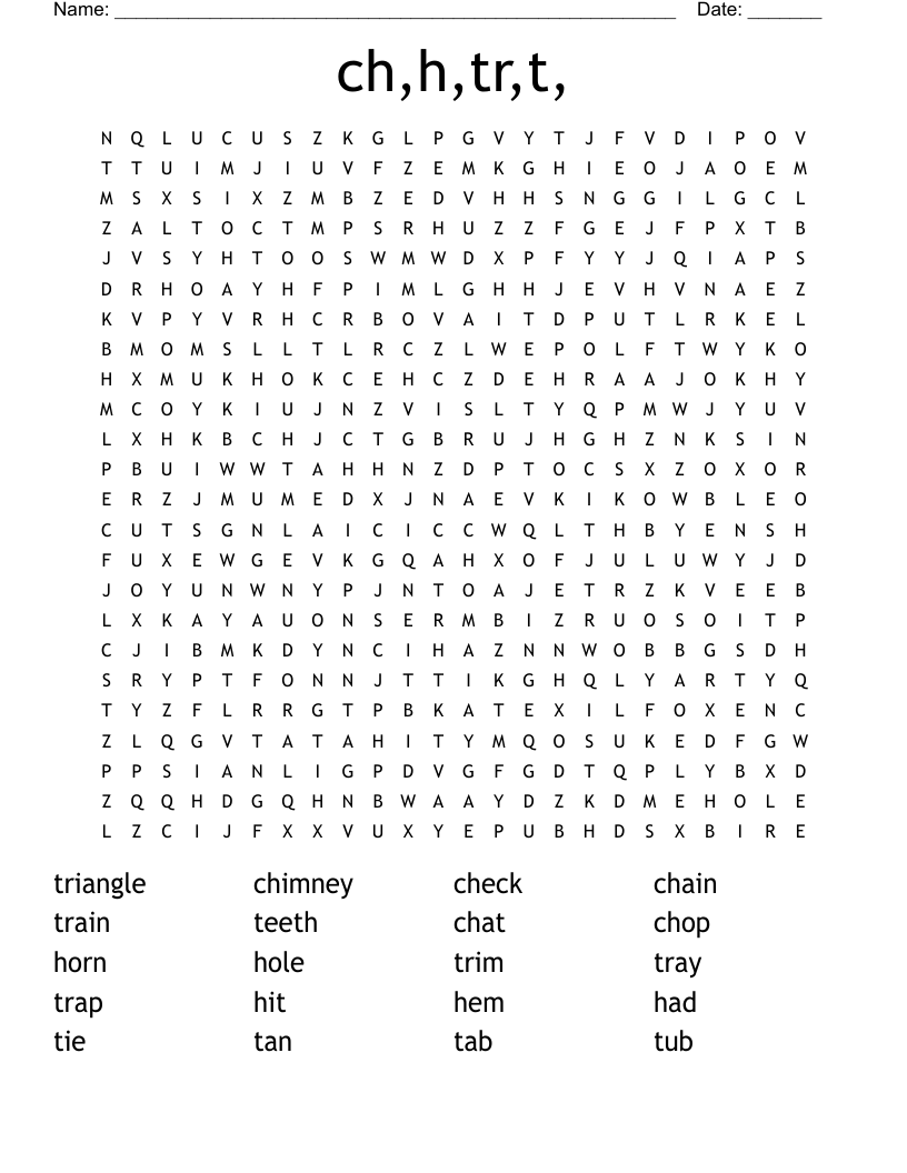 ch,h,tr,t, Word Search