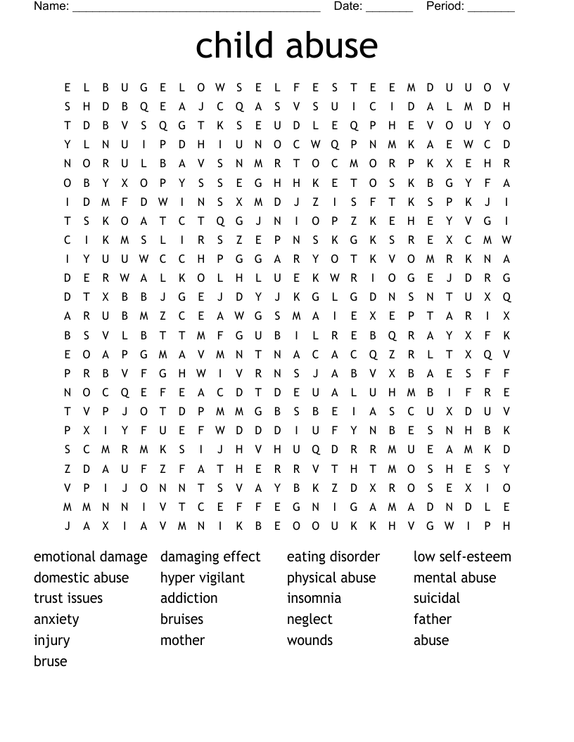 child abuse Word Search