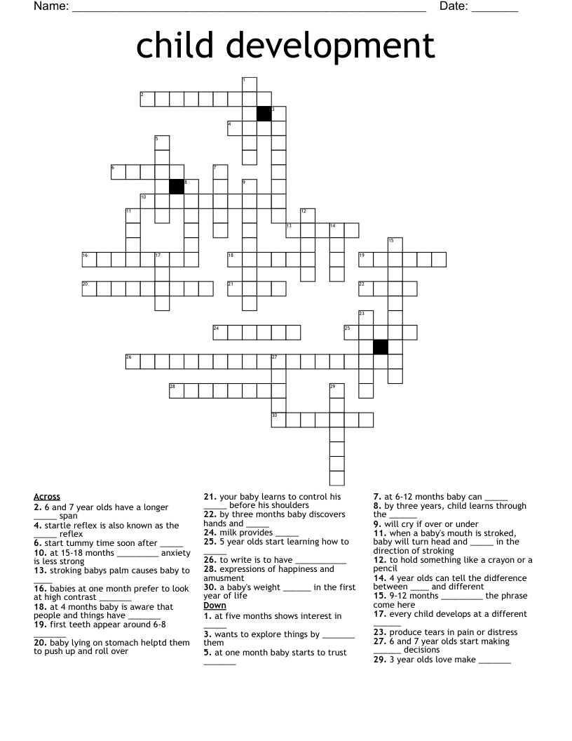 child development Crossword