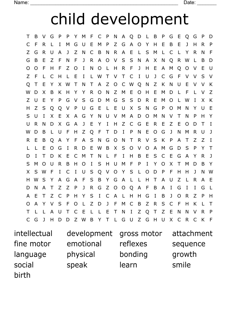 child development Word Search