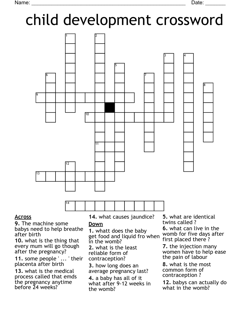 child development crossword
