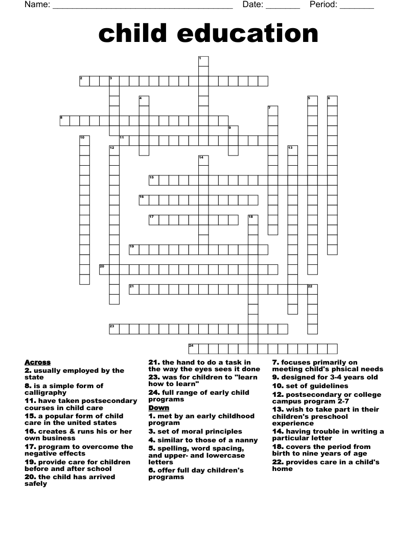 child education Crossword