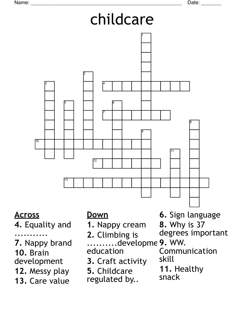 childcare  Crossword