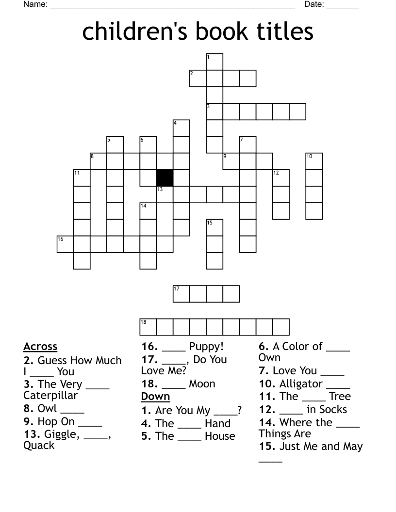 children's book titles Crossword
