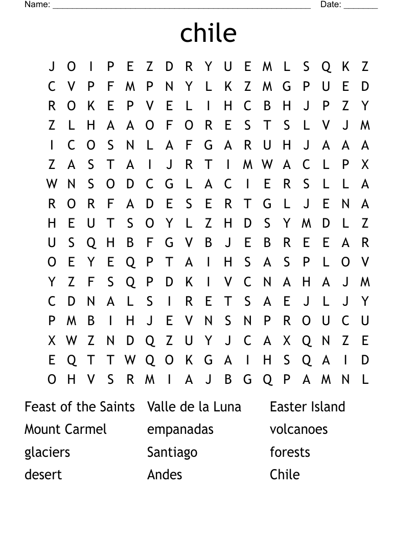 chile Word Search