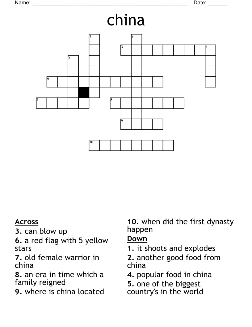 china Crossword