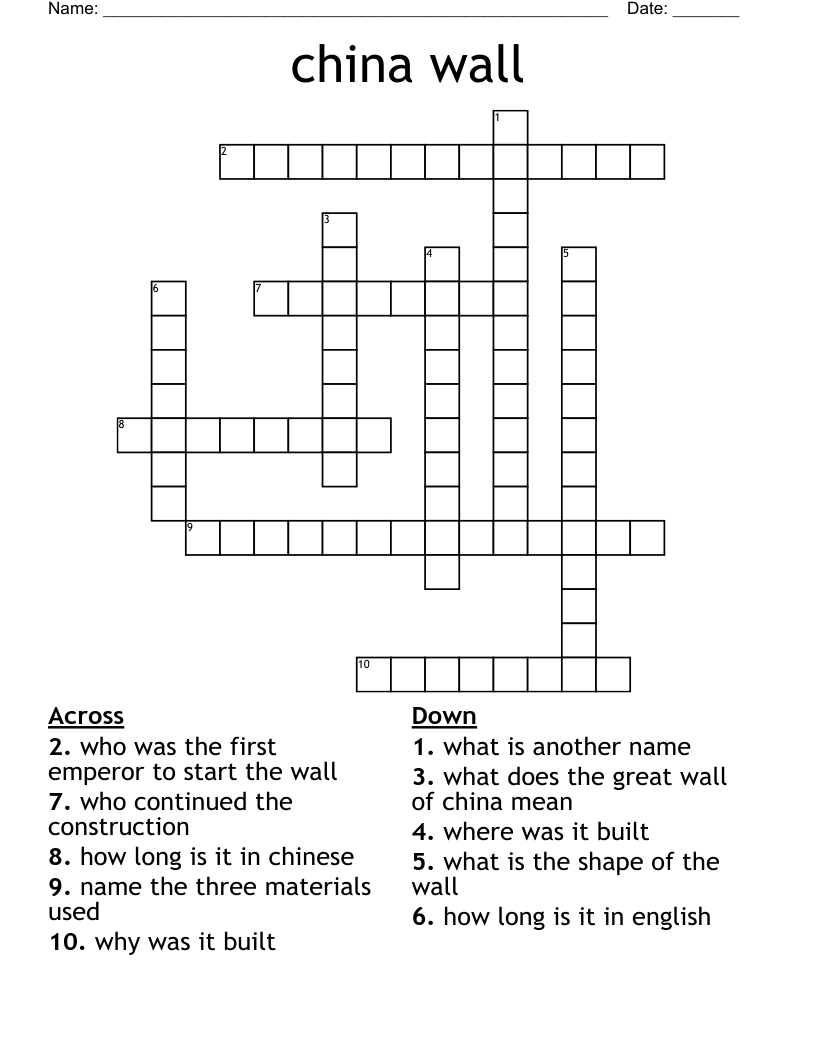china wall Crossword