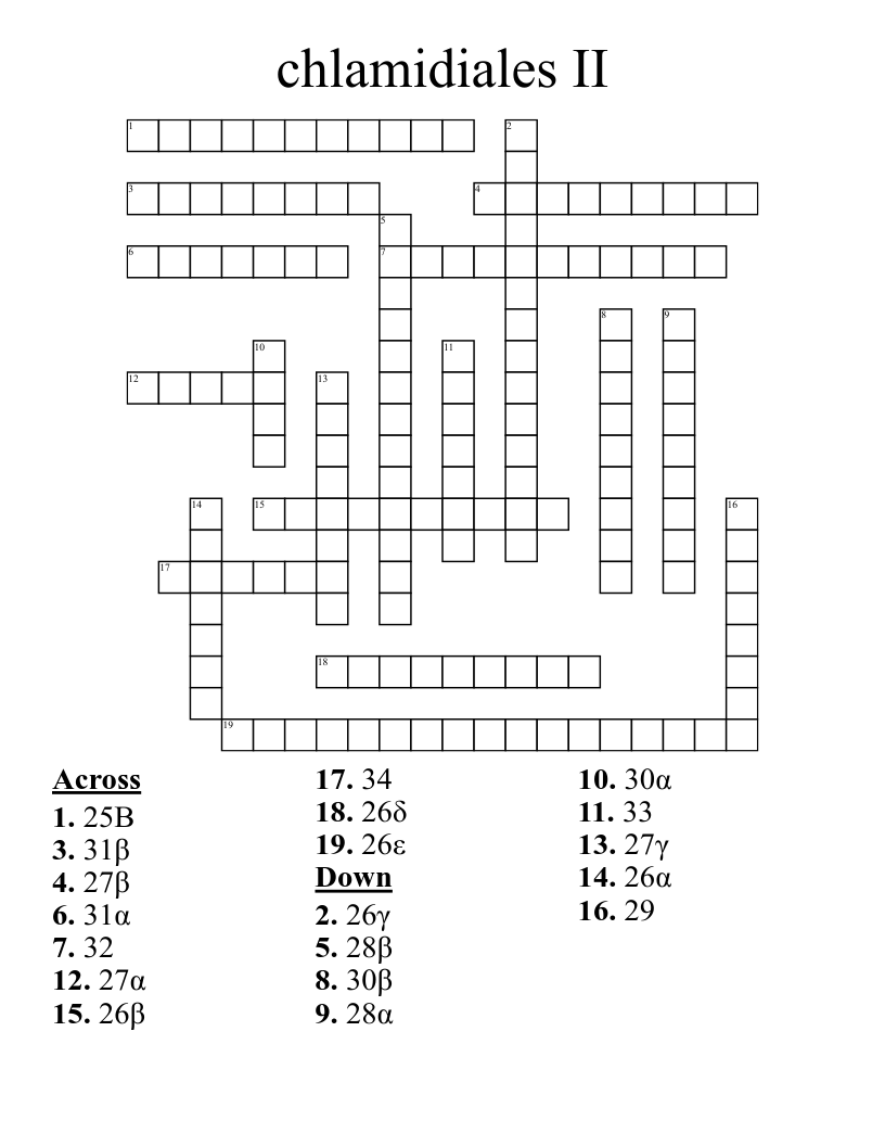 chlamidiales II Crossword