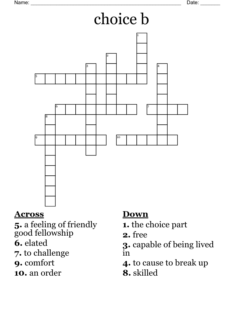 choice b  Crossword