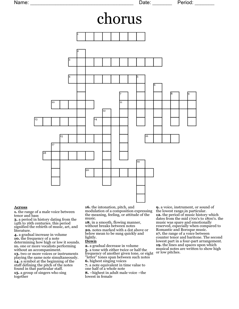chorus Crossword