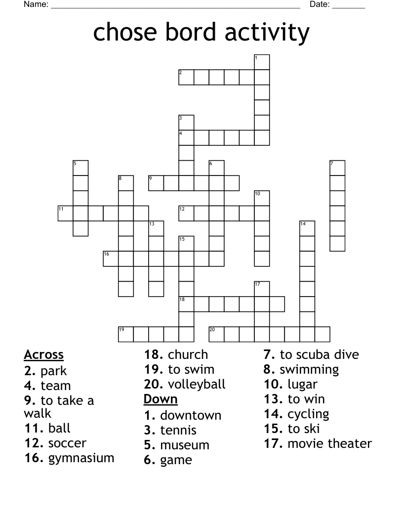 chose bord activity Crossword