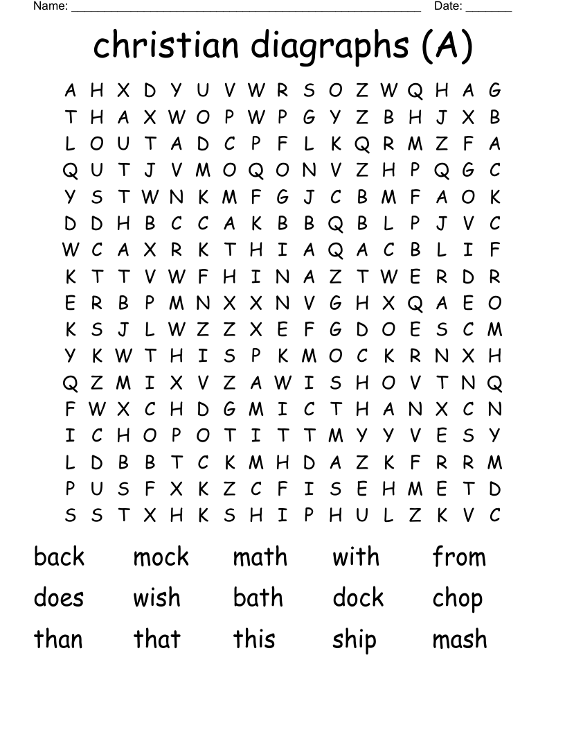 christian diagraphs (A) Word Search