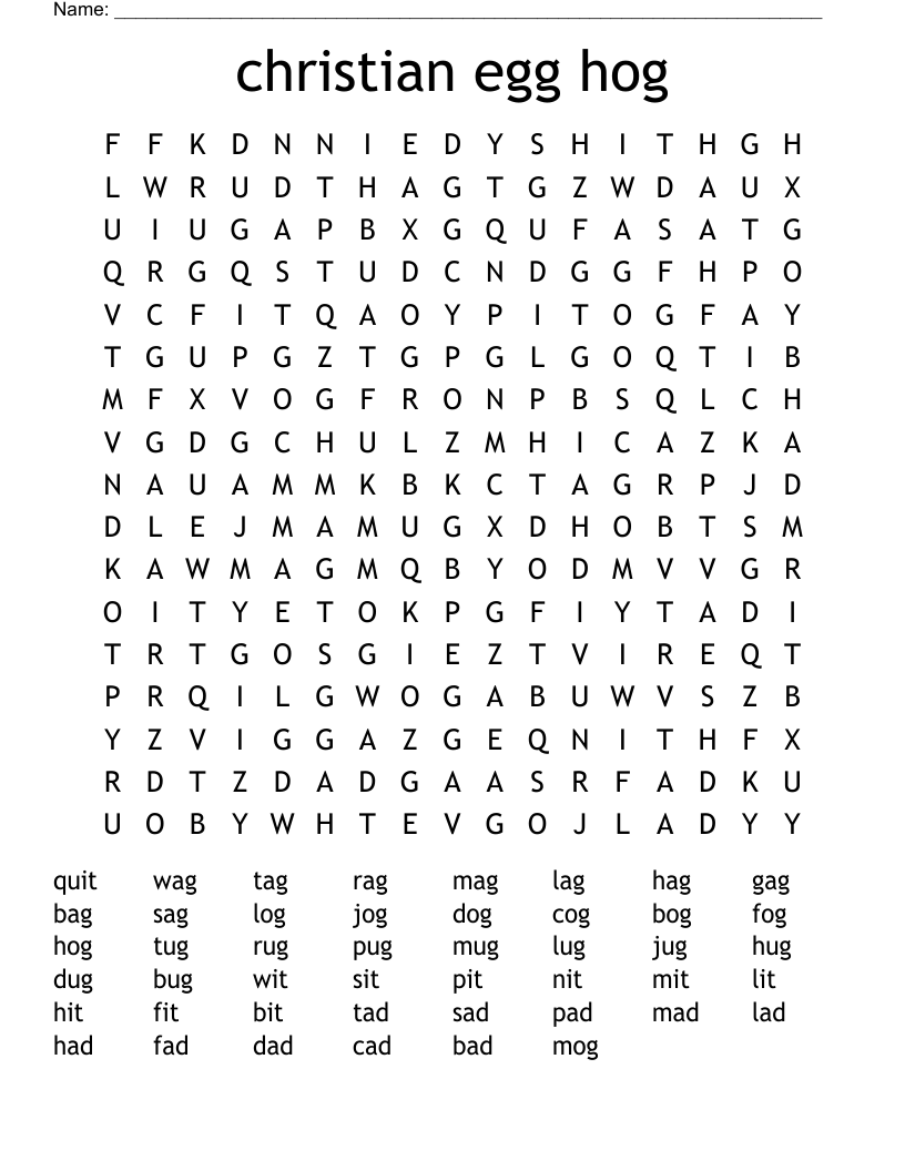 christian egg hog Word Search