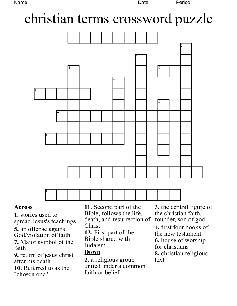 christian terms crossword puzzle