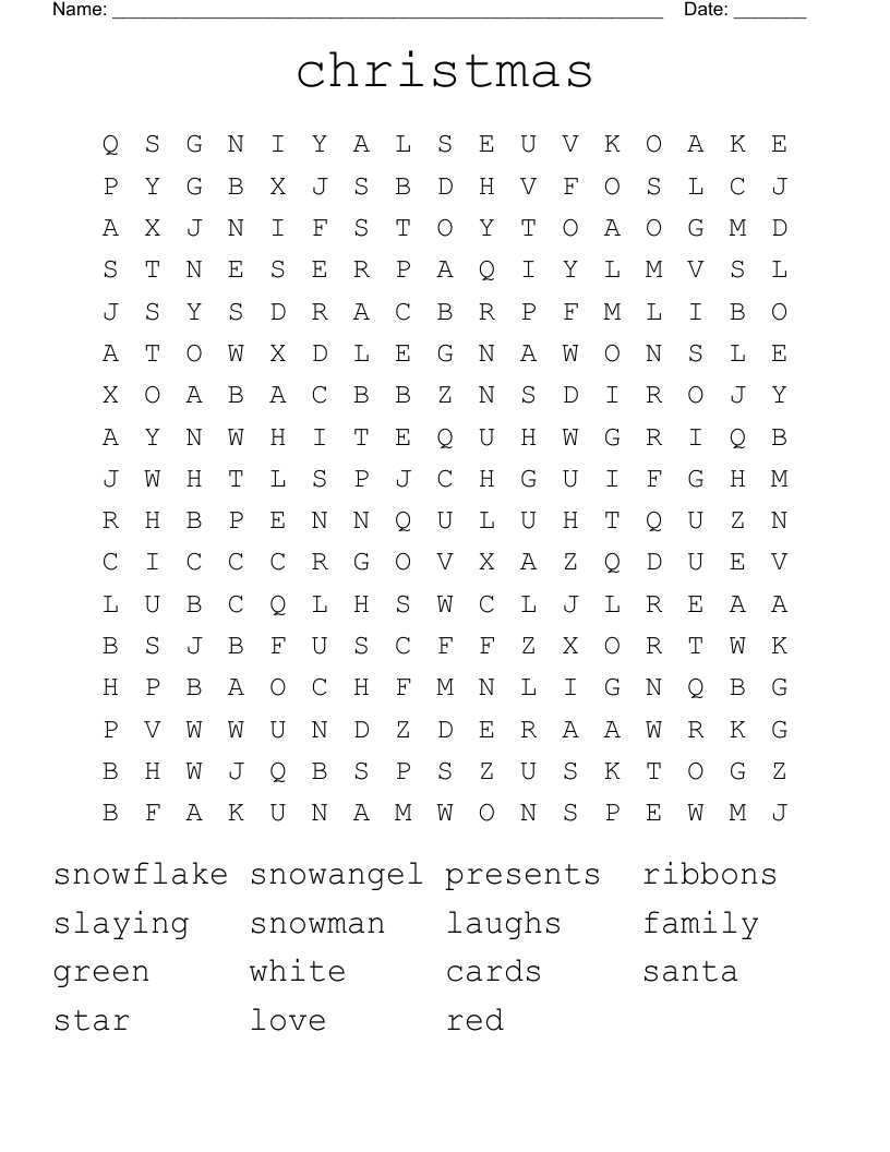 christmas Word Search