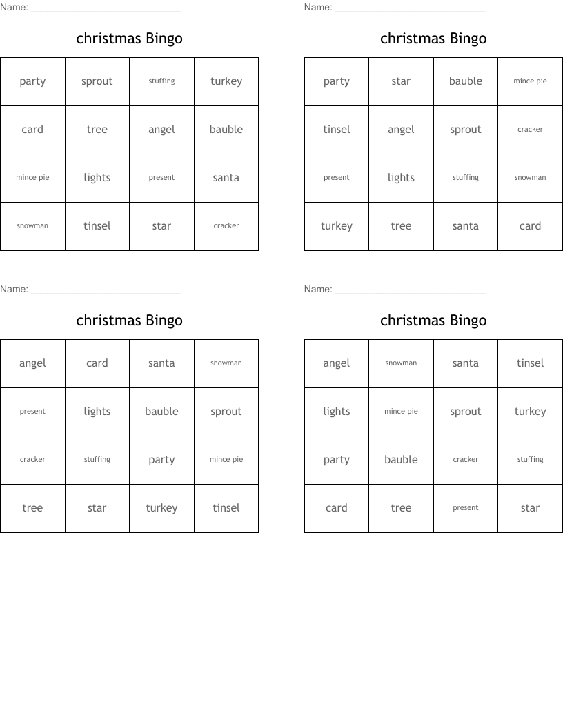 christmas Bingo