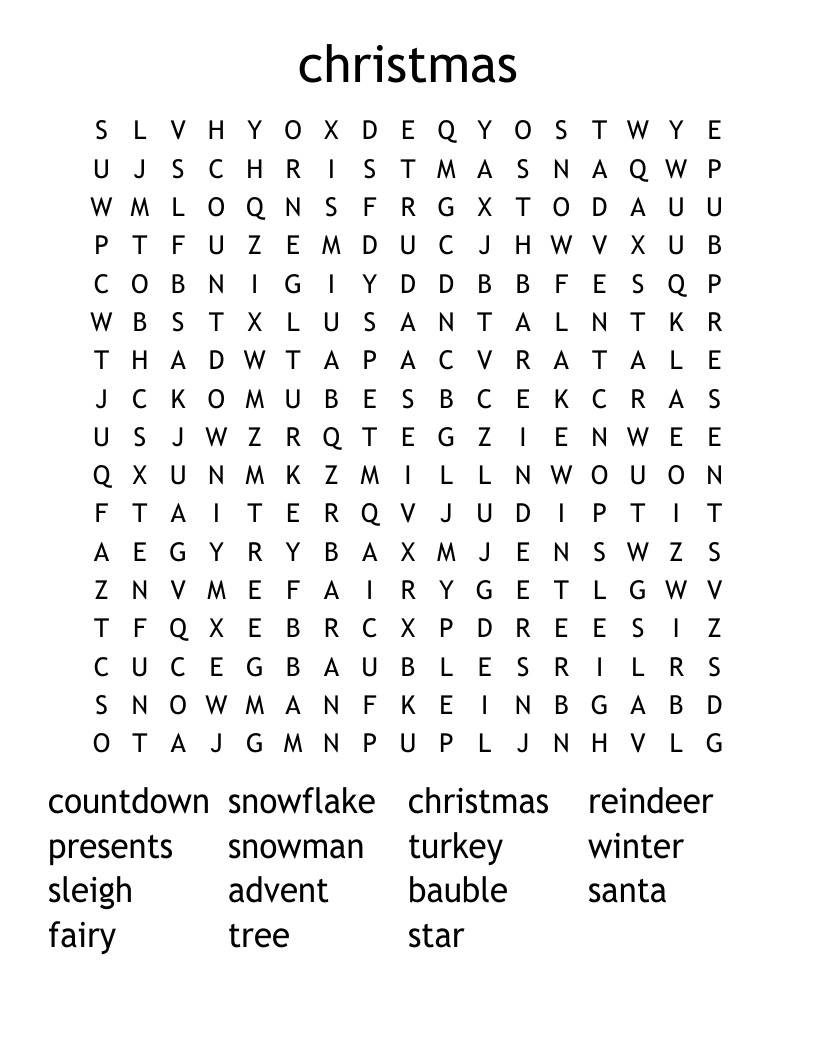christmas  Word Search