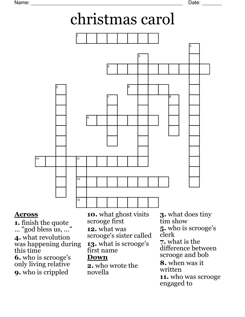 christmas carol Crossword