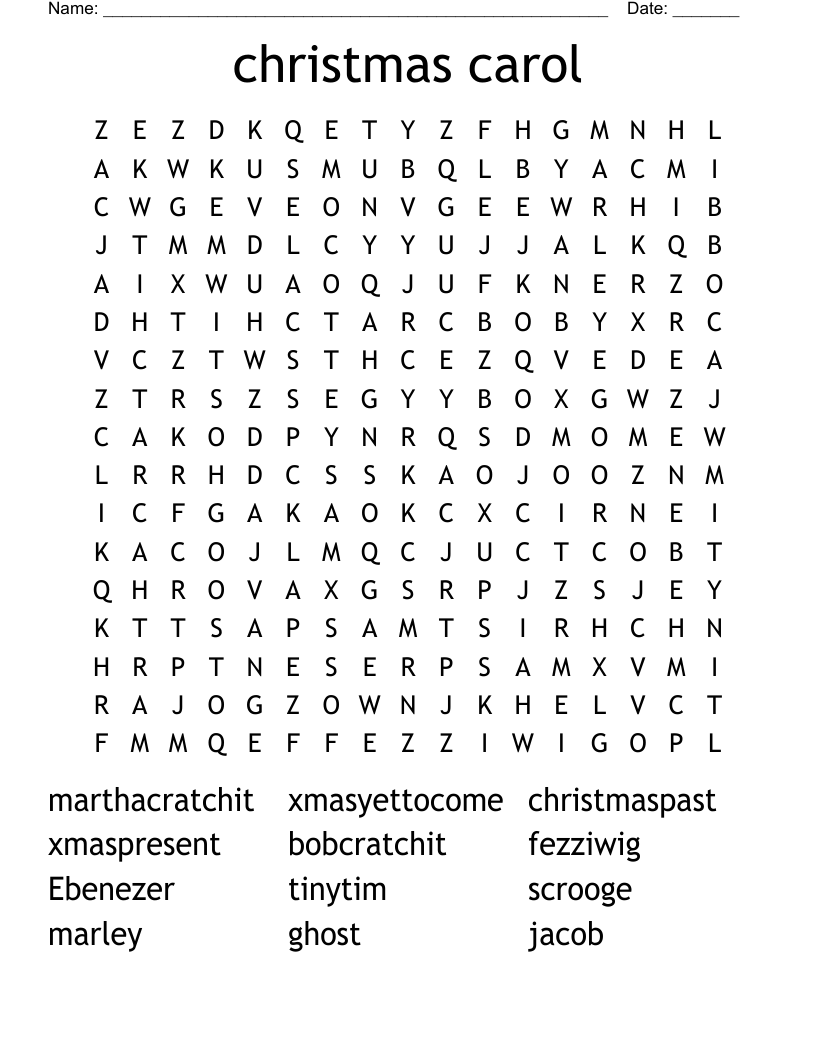 christmas carol Word Search