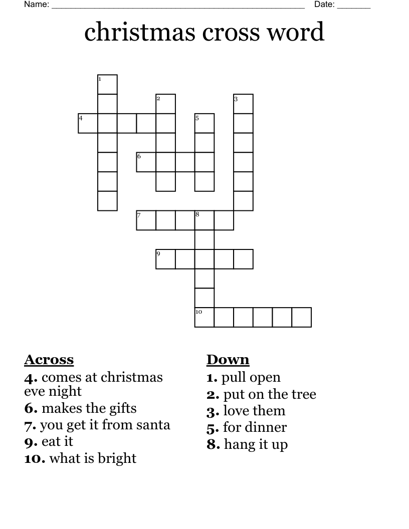 christmas cross word 