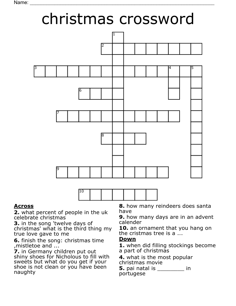 christmas crossword 