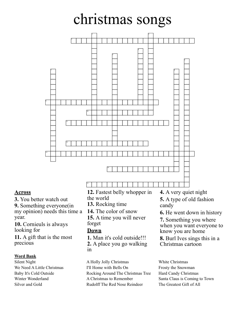 christmas songs Crossword