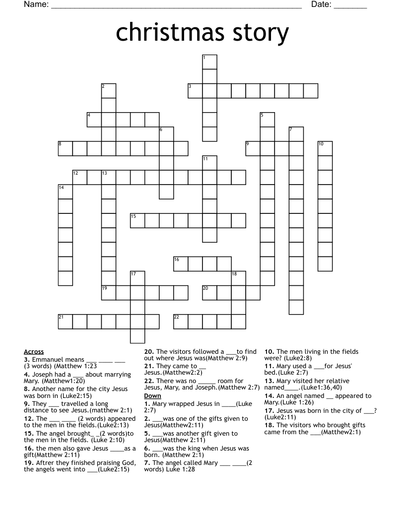 christmas story Crossword