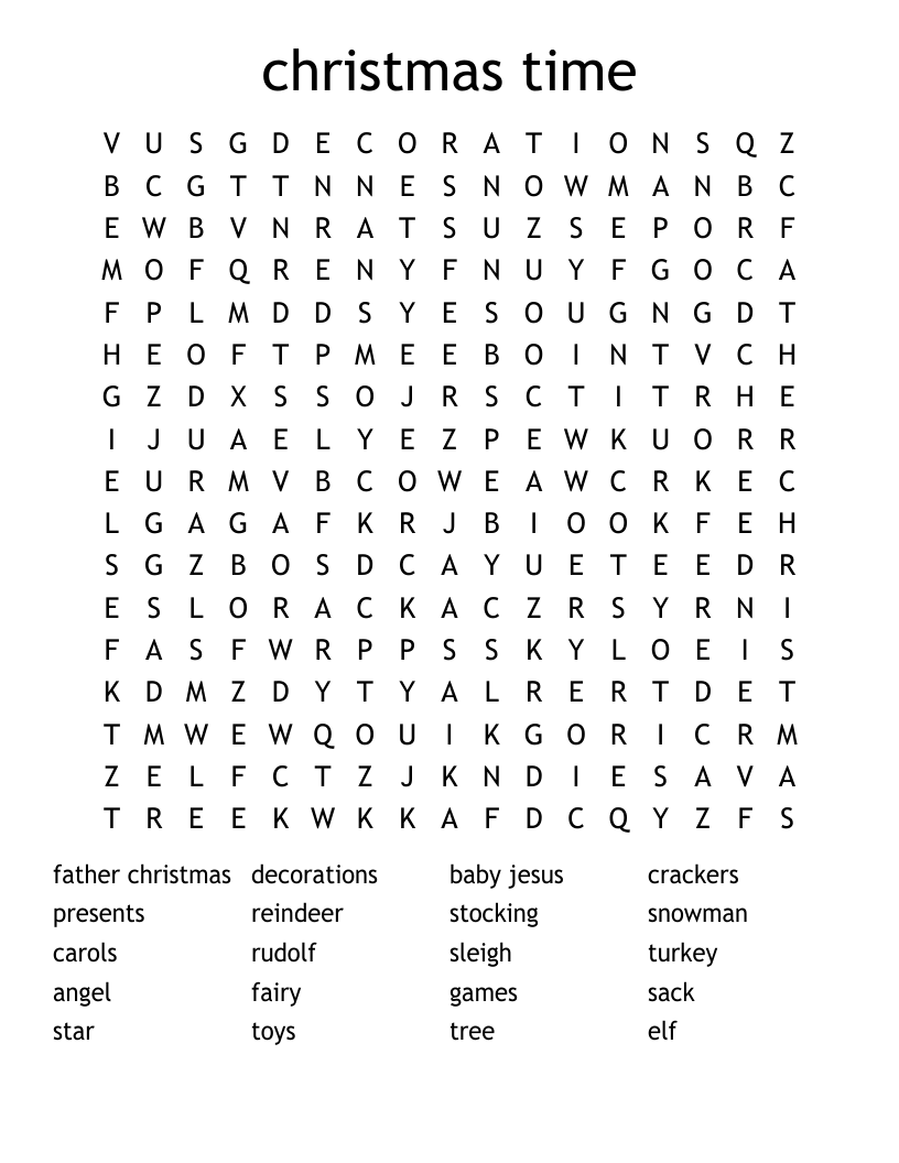 christmas time Word Search