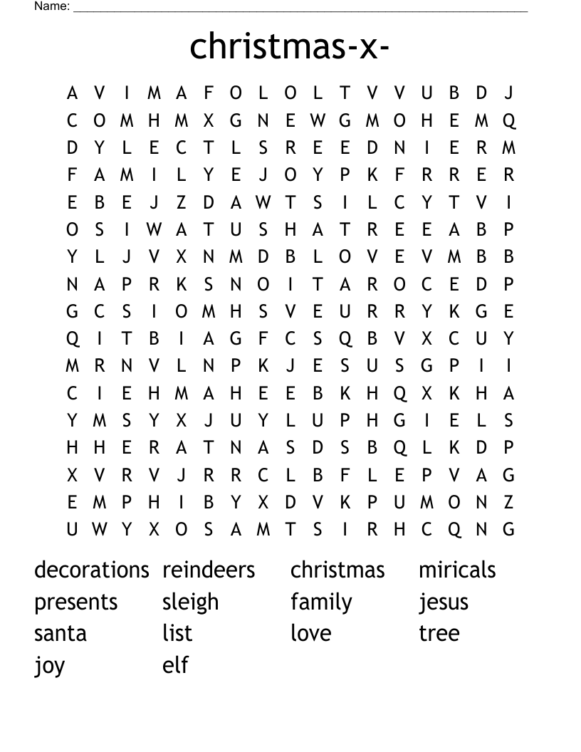 christmas-x- Word Search