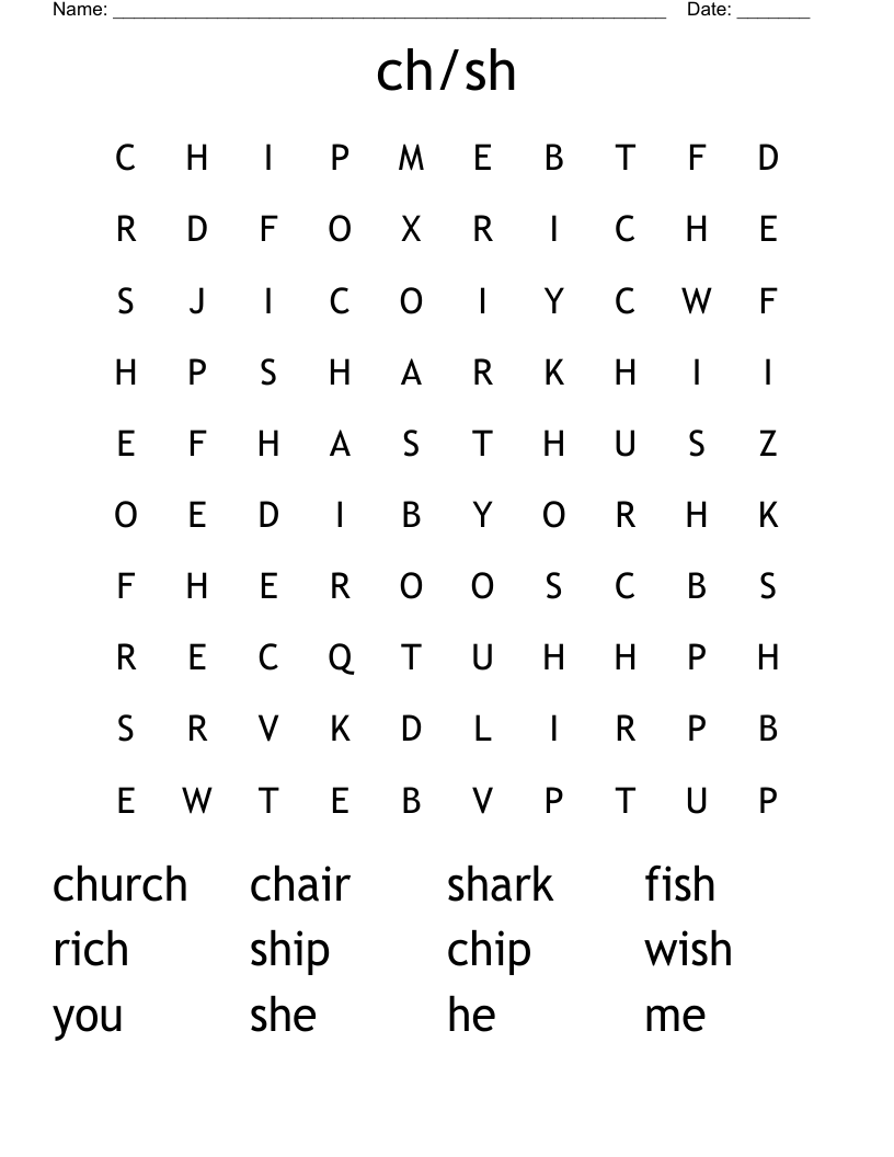 ch/sh Word Search