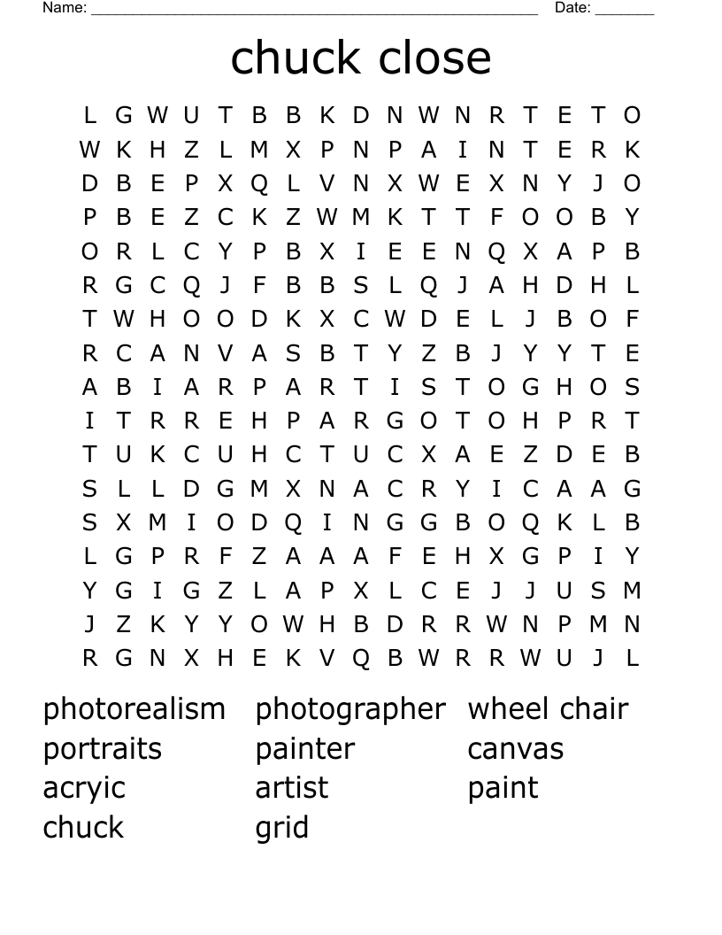 chuck close Word Search