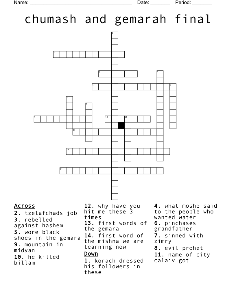 chumash and gemarah final Crossword