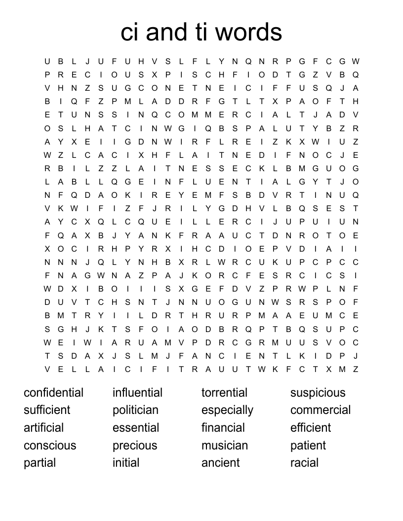 ci and ti words Word Search