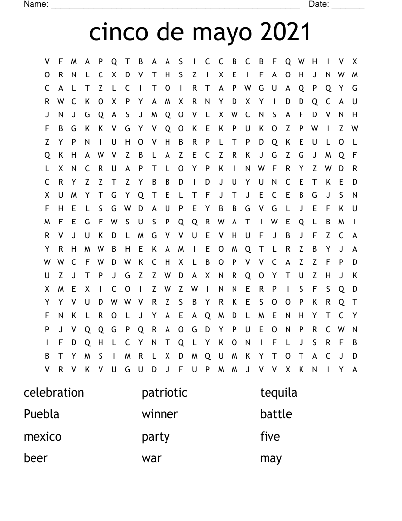 cinco de mayo 2021 Word Search