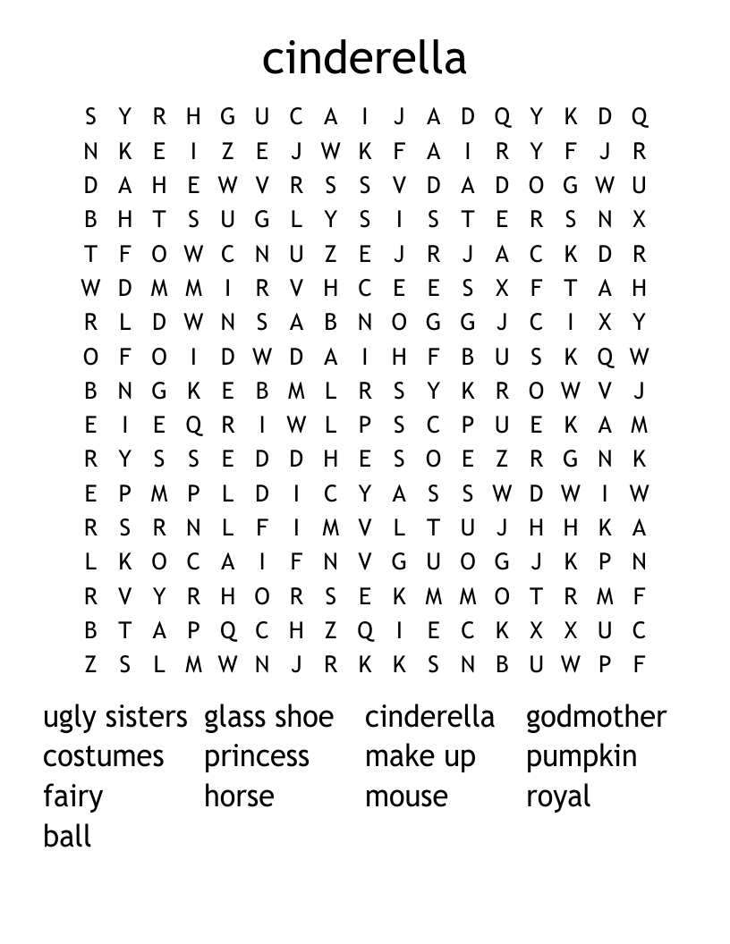 cinderella Word Search